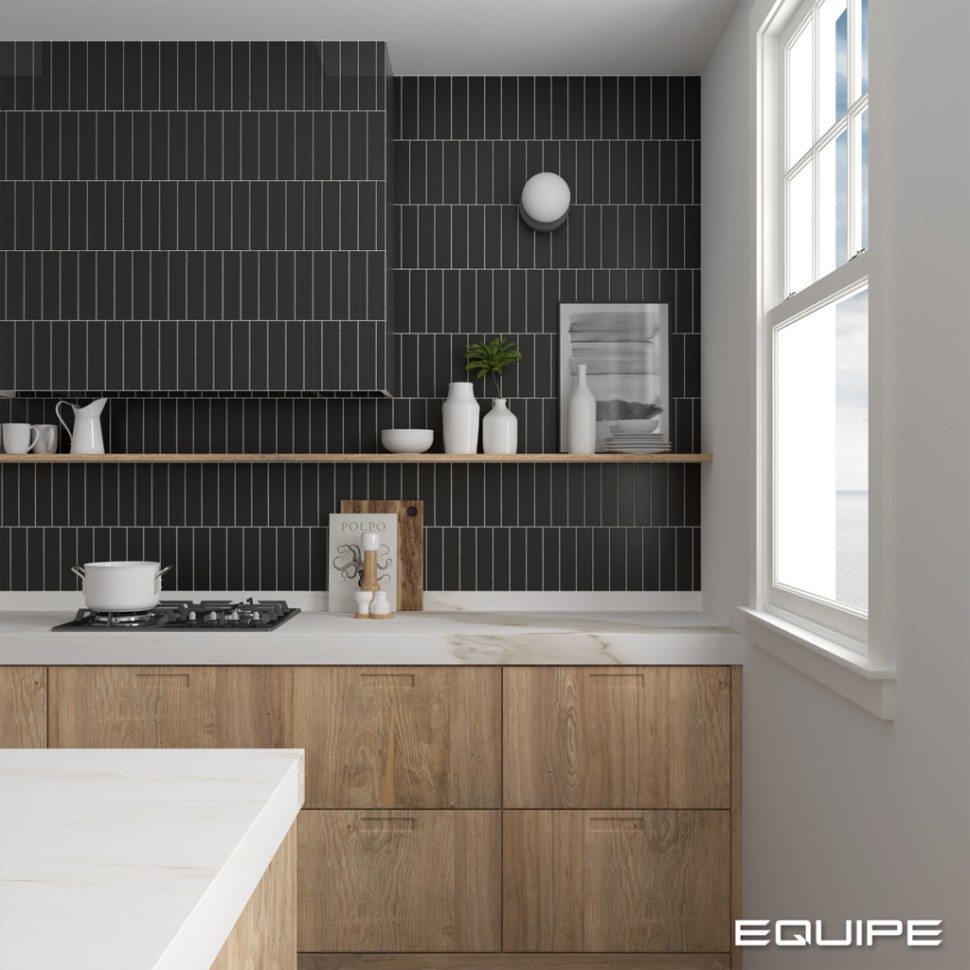 Плитка керамическая настенная 28521 COSTA NOVA ONDA Black Matt 5x20 см